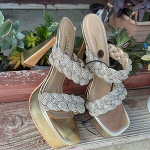 Glaze Gold Braided Women's Heels